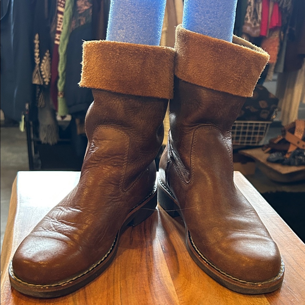 Roots Brown Leather Fold over Boots